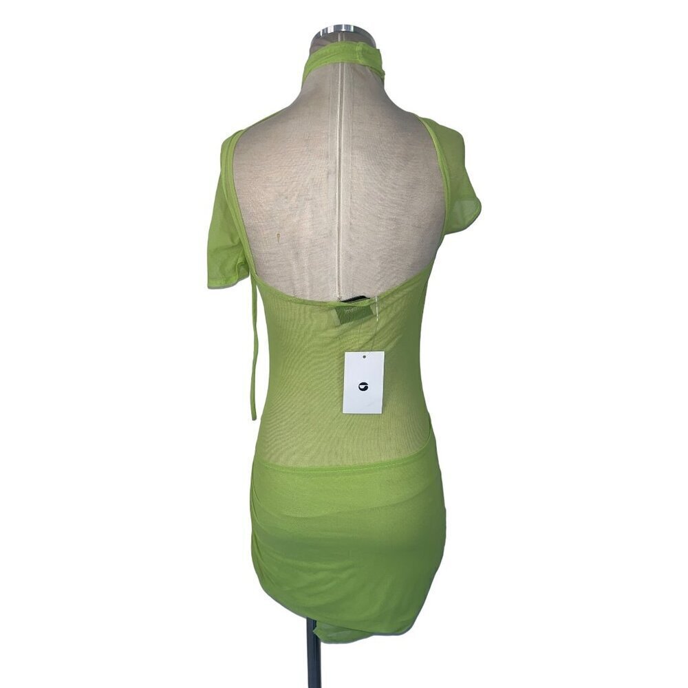 COPERNI Asymmetric Draped Mesh Dress in Anis New Womens - Picture 10 of 17